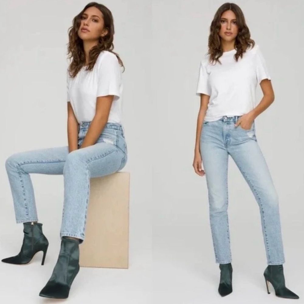 Good American Good Classic Straight Leg Jeans GC602T in Blue NWT! size 24